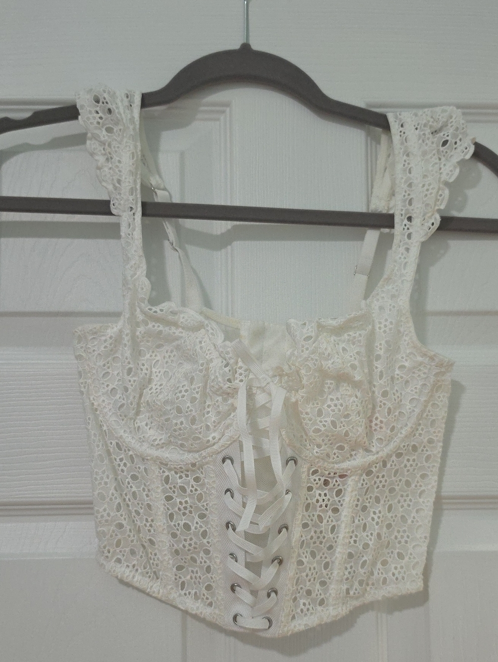 Victoria's Secret White Lace Corset Crop Top